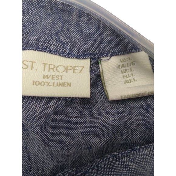 St. Tropez Linen Lightweight Tunic Mini Dress Size Large - Picture 8 of 13